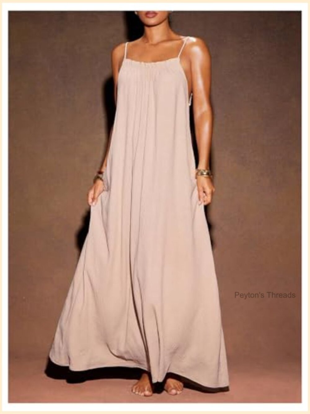 Beaded Tie Backless Maxi Dress Ruffle Boho Vacation Outfit - Picture 5 of 5